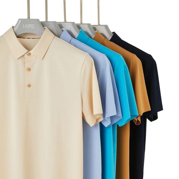 High Quality Men's Golf for Polo T-Shirt Popular 65% Cotton Knit Sport Shirt Anti-Wrinkle Yarn Dyed with Solid Pattern