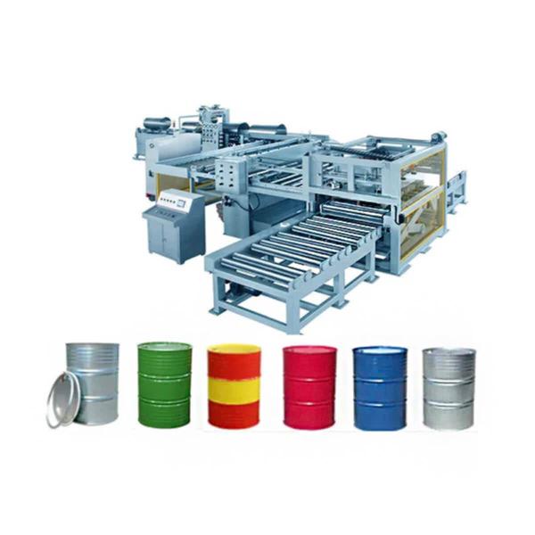 50-gallon automatic steel drum welding machine production line.This manufacturer produces and sells its own high-speed steel drum welding machine equipment, and uses automatic stacker arms for automat