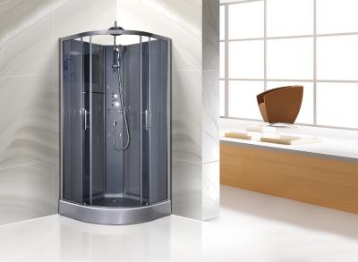 Quadrant Shower Cubicles 900 X 900 X 2250 MM Circle Grey ABS Tray Chrome Profiles