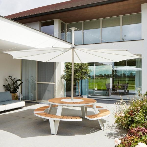 Aluminum Patio Wood And Metal Dining Table With Bench Customized Size