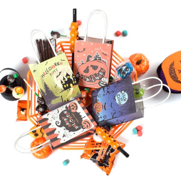 Custom Printed Halloween Kraft Paper Food Bags 10x12in Recycled