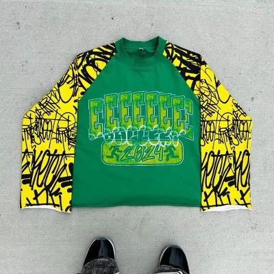 Vêtements fabricant Vêtements de rue Couleur personnalisée Bloquée 100% Culture de coton partout T-shirt à manches longues