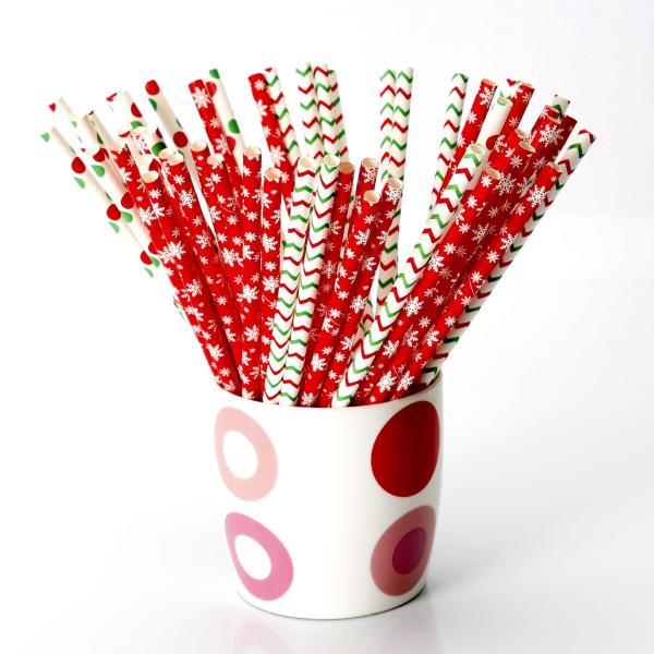 Eco Friendly Biodegradable Striped Paper Straws Disposable Paper Drinking Straws