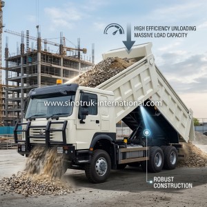 371HP White HOWO 6*6 All-Wheel Drive Dump Truck with Ghost-Face Cab