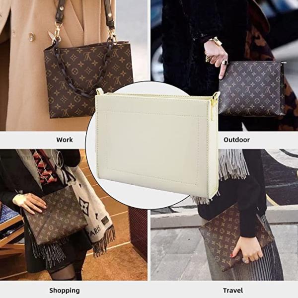 LV Toilet Pouch 26 Ladies Wallet Purse With Black Chain Gold Buckle