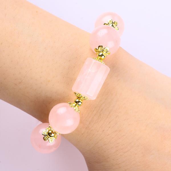 12MM 14MM Pink Rose Quartz Crystal Bead Bracelet Healing Gemstone Bracelets