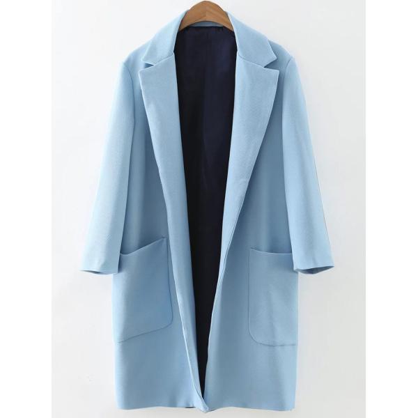 fashion lapel collar long sleeve cotton+polyester  ladies coat