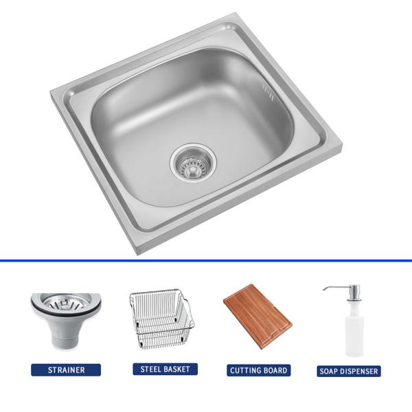 Modern Square Stainless Steel Kitchen Sink With Accessories