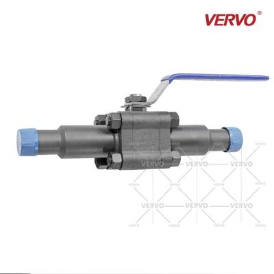 DN25 25MM 3 válvula de bola macia do forjamento da válvula de bola do selo RPTFE da parte com o bocal de 100mm na bola de flutuação lateral da entrada de ambas as extremidades