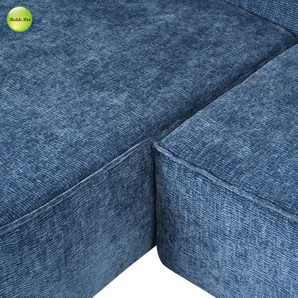 Curved Boucle Fabric Compressed Sofa L Shaped High Density Foam For Living Room