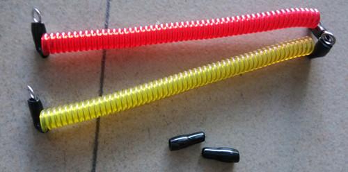 Wire tool lanyard tether for anti-theft w/ring clip with black rubber sleeve plastic coils