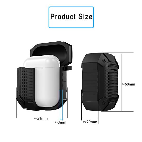 Shock Resistant Silicone Airpods Case Cover and Skin with Keychain for Airpods 1 & 2