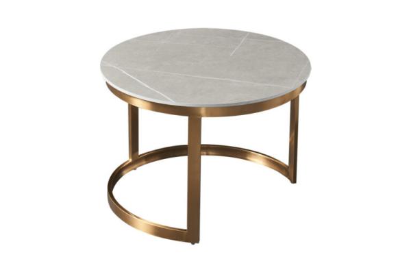 Curve Stainless Steel Center Table , Geometric White Marble Top Side Table