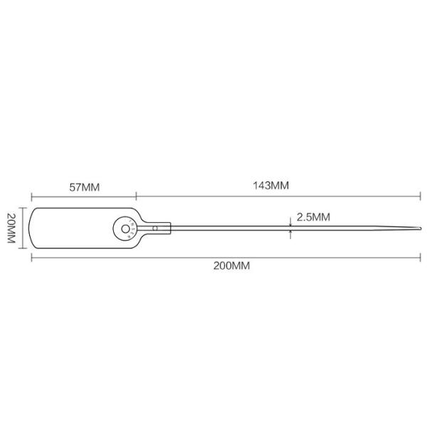 US-PS200R 200mm Self Locking Pull Tight Plastic Security Seal with 160 N Tensile Strength and Laser Print