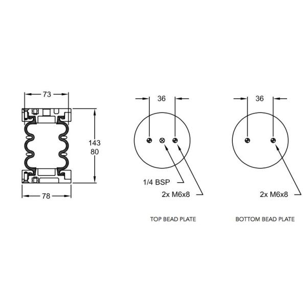W01-R58-4081 Heavy Duty Air Bags Dunlop Air Ride Springs 31043