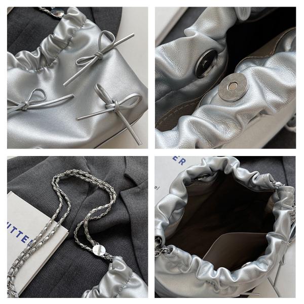 Seasonal Must-Have Minimalist Pleated Magnetic Bucket Handbags for Ladies in 4 Colors