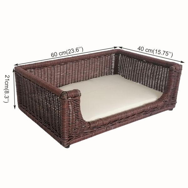 Factory Wholesale Metal Frame Round Rattan Wicker Rectangle Dogs and Cats Bed