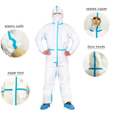 Combinaison jetable non tissée de pp de PE de film d'hommes de Biohazard microporeux d'enfants avec le capot
