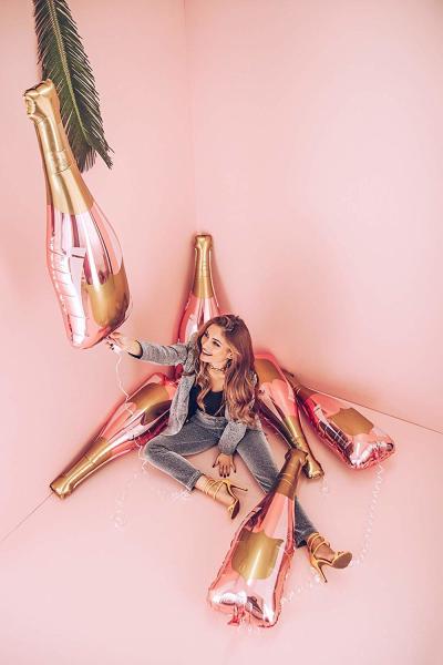 Foil Bottle Balloon Party Decorations , Rose Gold Engagement Party Decorations