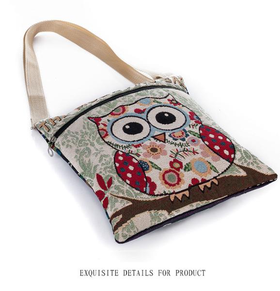 Embroidered handbag casual shoulder Messenger backpack cute female elephant printing woven bag lady