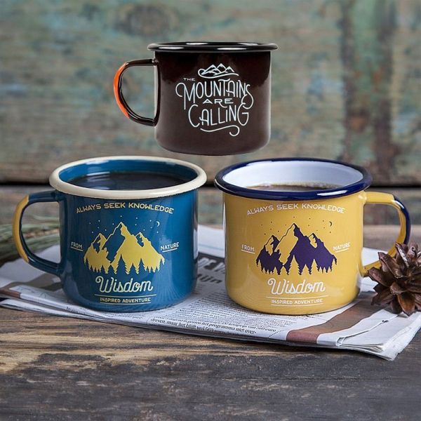 80000pieces Year Metal Steel Enamel Coffee Tea Mugs Customized Logo Printing Durable And Practical Camping Mug