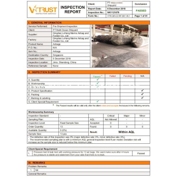Nave que aterriza los bolsos de goma de la elevación de aire del salvamento marino de los sacos hinchables marinos inflables