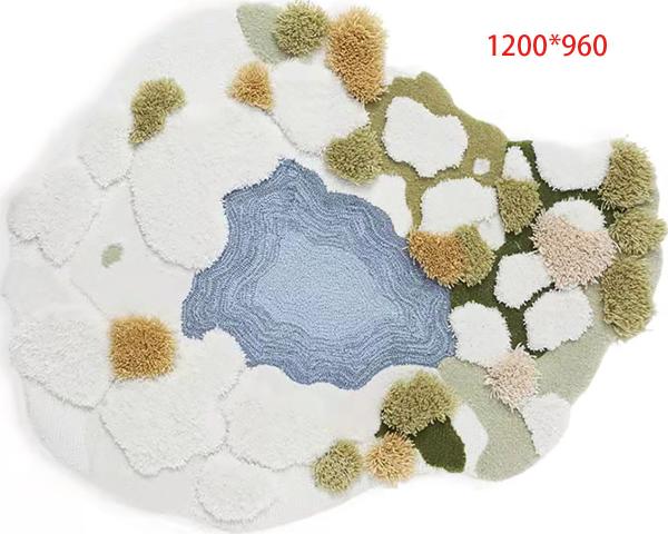 Pure Handmade Wool Green Moss Carpet 1000*830mm Modern Living Room Rugs