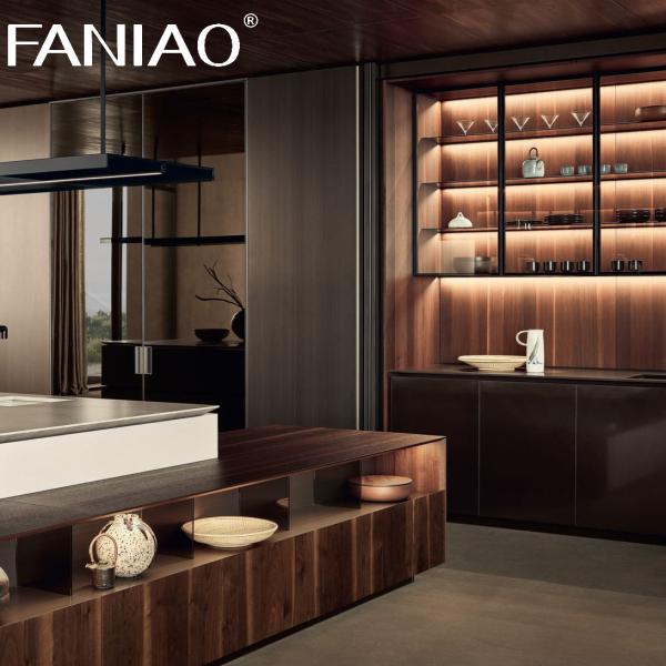 Профессиональные дизайны модульной кухни Меламин древесины современные кухонные шкафы для виллы
