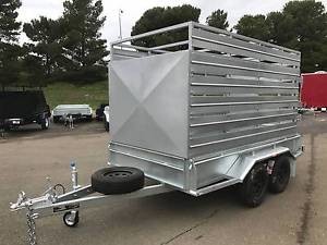 Heavy Duty Cattle Crate Trailer With Stock Crates , Tandem 12 x 6 Box Trailer