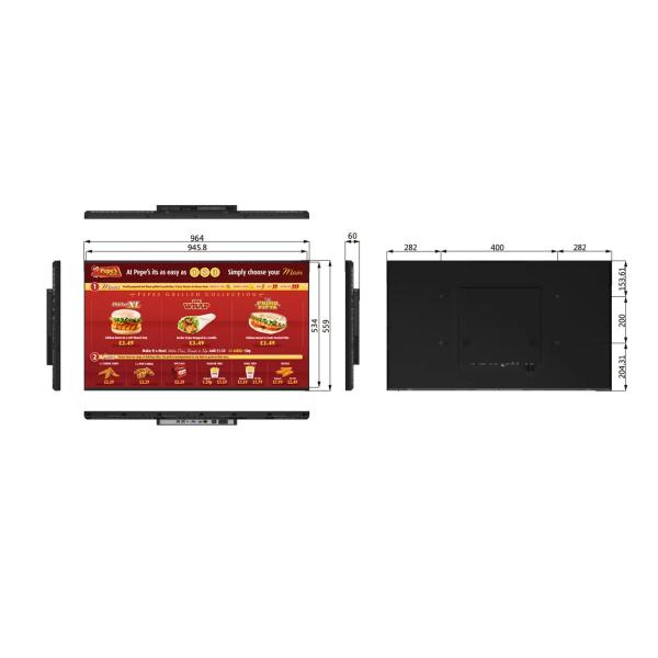 Кафа доски меню 43 цифров дюйма дисплей шатона коммерчески автомобильного узкий