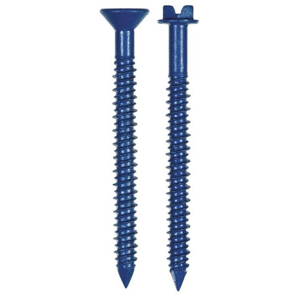 1/4 Inch Blue Magni Hex Slotted Head AISI 410 Stainless Steel Concrete Screws Tapcon