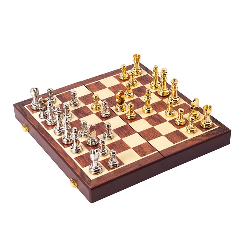 Portable Metal Chess Set with Durable Aluminum Alloy and Foldable Design for Travel and Home Entertainment