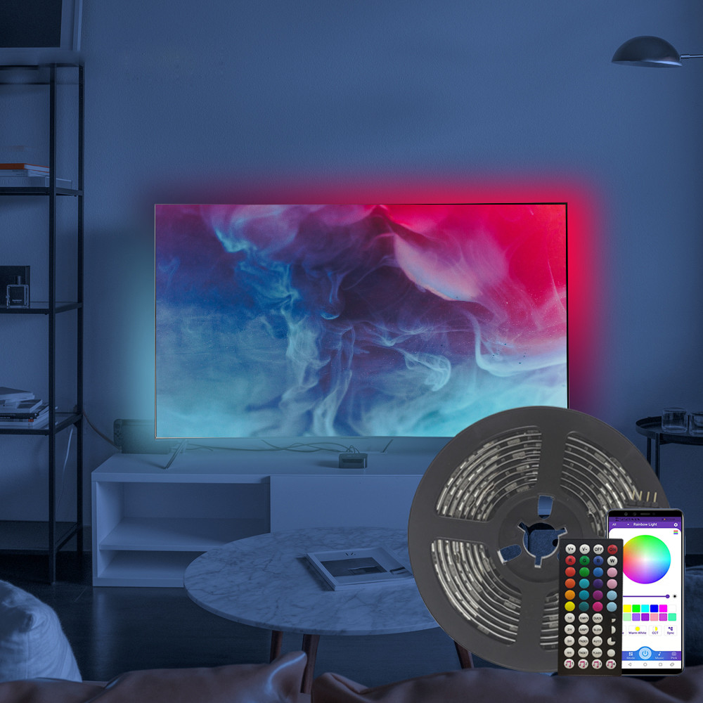 Спальня погружение самоклеящиеся светодиодные полосы липкая спина RGB цвета