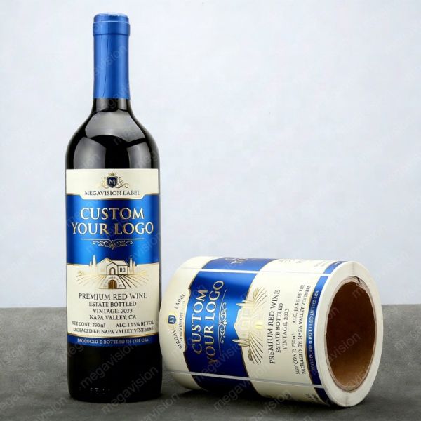 Customized logo Printed Wine Label Manufacturers Wine Glass Bottle Stickers Labels Hot Stamping Packaging Labels