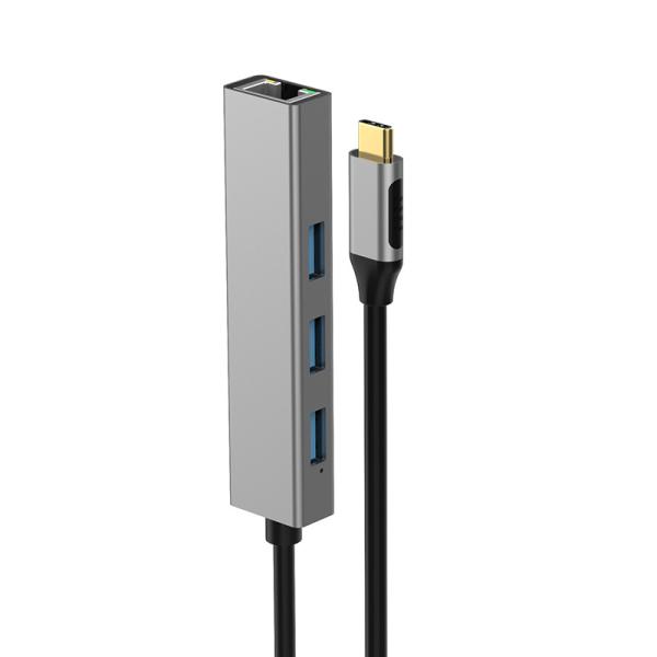 Silvery USB C HUB RJ45 Multi Port USB C Docking Station With Ethernet