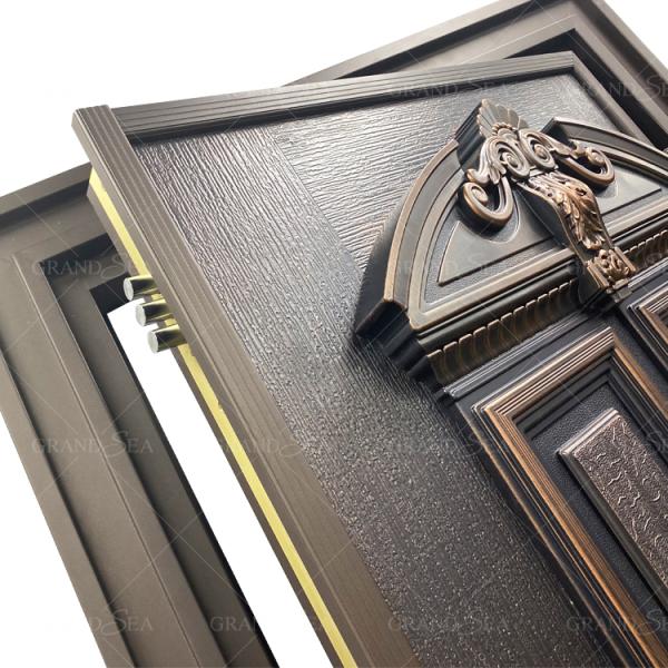 Guatemala Carved Design Cast Aluminum Low Price High Quality Main Front Security Steel Door for Commercial Buildings
