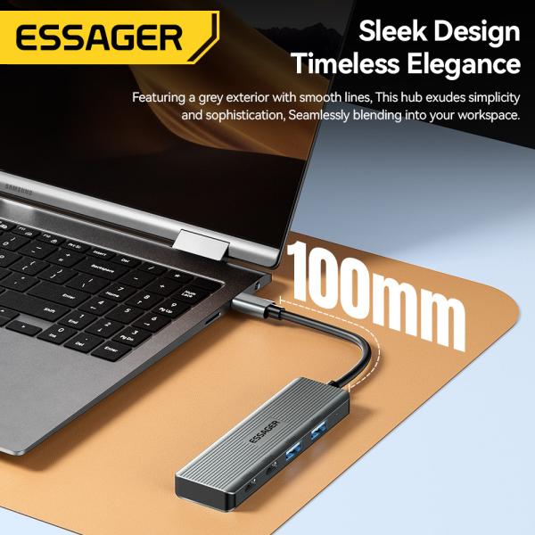 Aliuminium Alloy 4 Ports USB Hub Laptop Type C USB Dock With OTP Protection