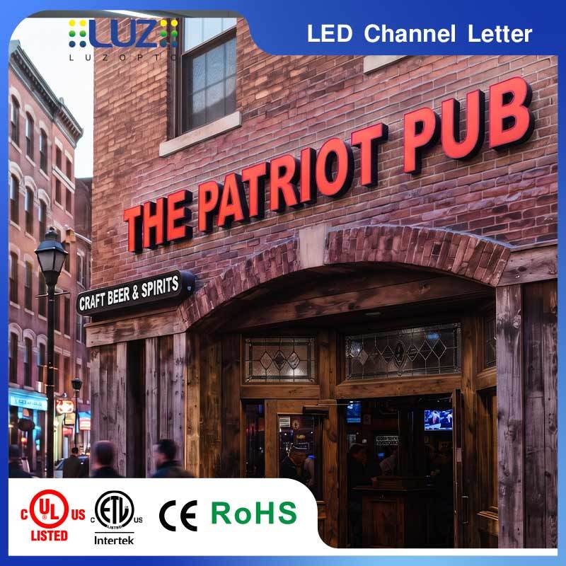 Dual Color Front Red And Rear Blue High Contrast Double Lit LED Letter For American Bar