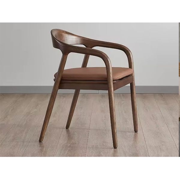 Dining Room Set Vintage Walnut Nordic Solid Wood Dining Chair Leather Luxury Wooden Chairs Modern Room Dining Table Seating
