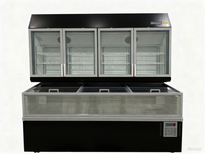 Commercial Combined Display Freezer Top Glass Door & Bottom Island Chest Freezer for Supermarket