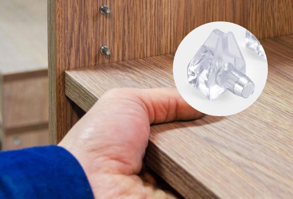 11*10,6mm Cristal de aço Pins de prateleira de plástico, conector de armário de móveis para móveis Rta