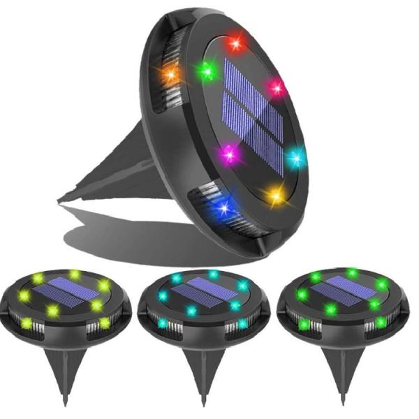 Solar Powered Disk Lights for Landscape Pathway Patio Waterproof LED Outdoor Garden