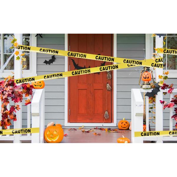 Biohazard High Visibility Tape Halloween Decoration Tape for Haunted Houses, Yard Décor, Parties | Caution