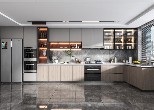 Wholesale Wooden Furniture  Custom Made Modular Flat Edge Kitchen Cabinets