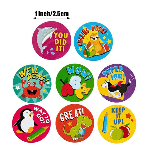 500 Pcs Cute Animals Stickers Thank You Labels for School Rewards Round Self Adhesive Label Roll