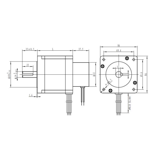 мотор Nema 34 85kgcm 8nm Stepper с весной 24V тормоза и кодировщика