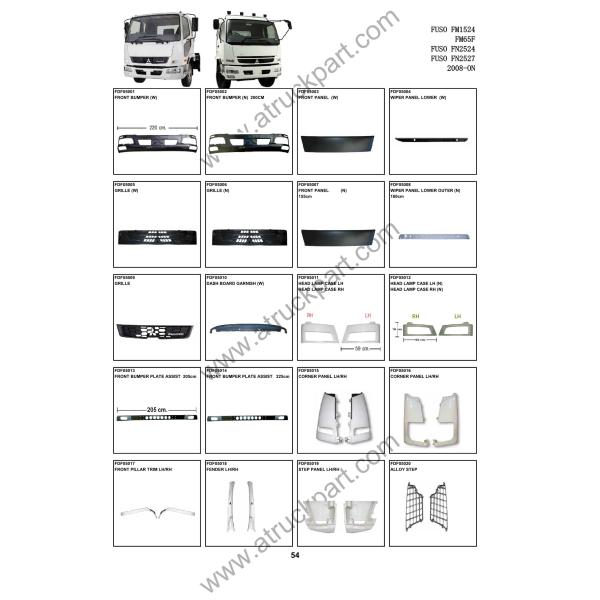 Chrome Front Grilles Narrow for FUSO FM1524 FM65F FN2524 FN2527 2008 Truck Body Parts