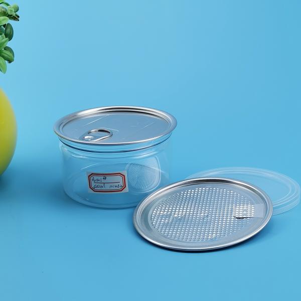 FDA Peel Off Lid Cylinder 0.5L PET Leak Proof Plastic Jars