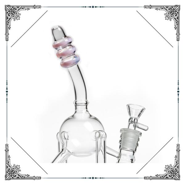 10.5 Inches Pink Glass Recycler With Double Honeycomb Percs Bongs