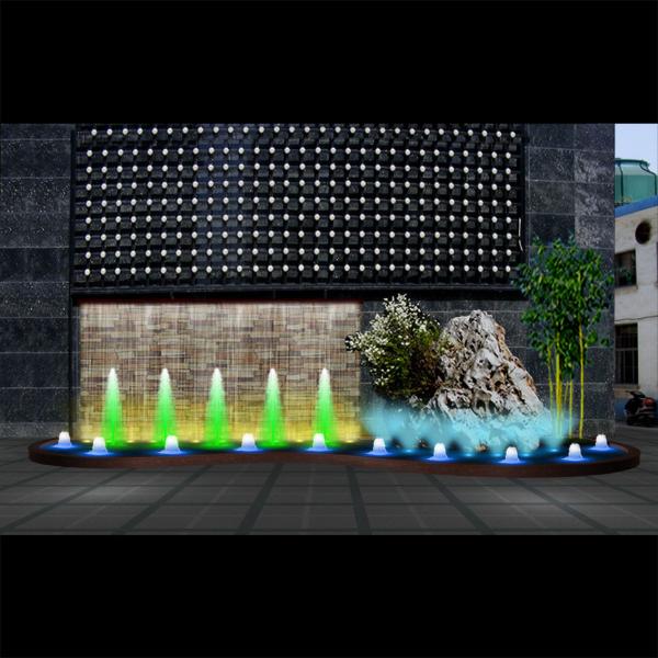 Jardin intérieur utilisant une fontaine dansante éclairée par LED avec rideau d'eau